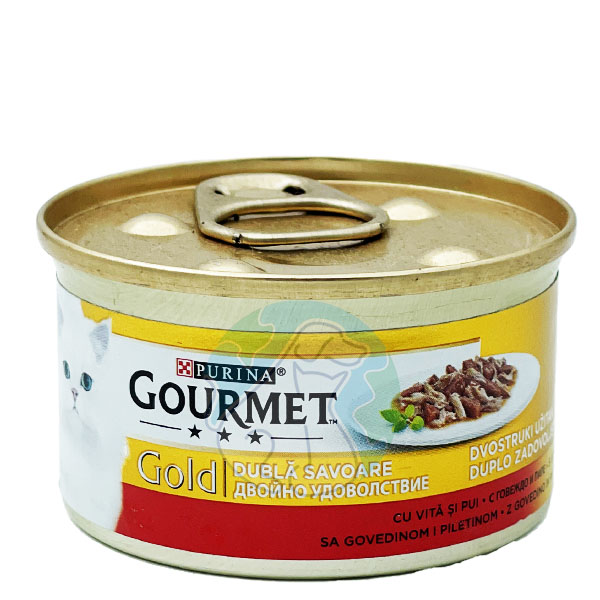 کنسرو گربه گوشت گاو چانکی 85گرمی آلمانی Gourmet Gold
